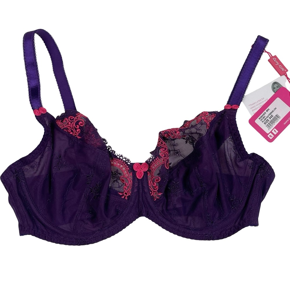 Curvy Kate Balconette Bra Romance Womens 34E Plum Purple Embroidered Mesh CK150